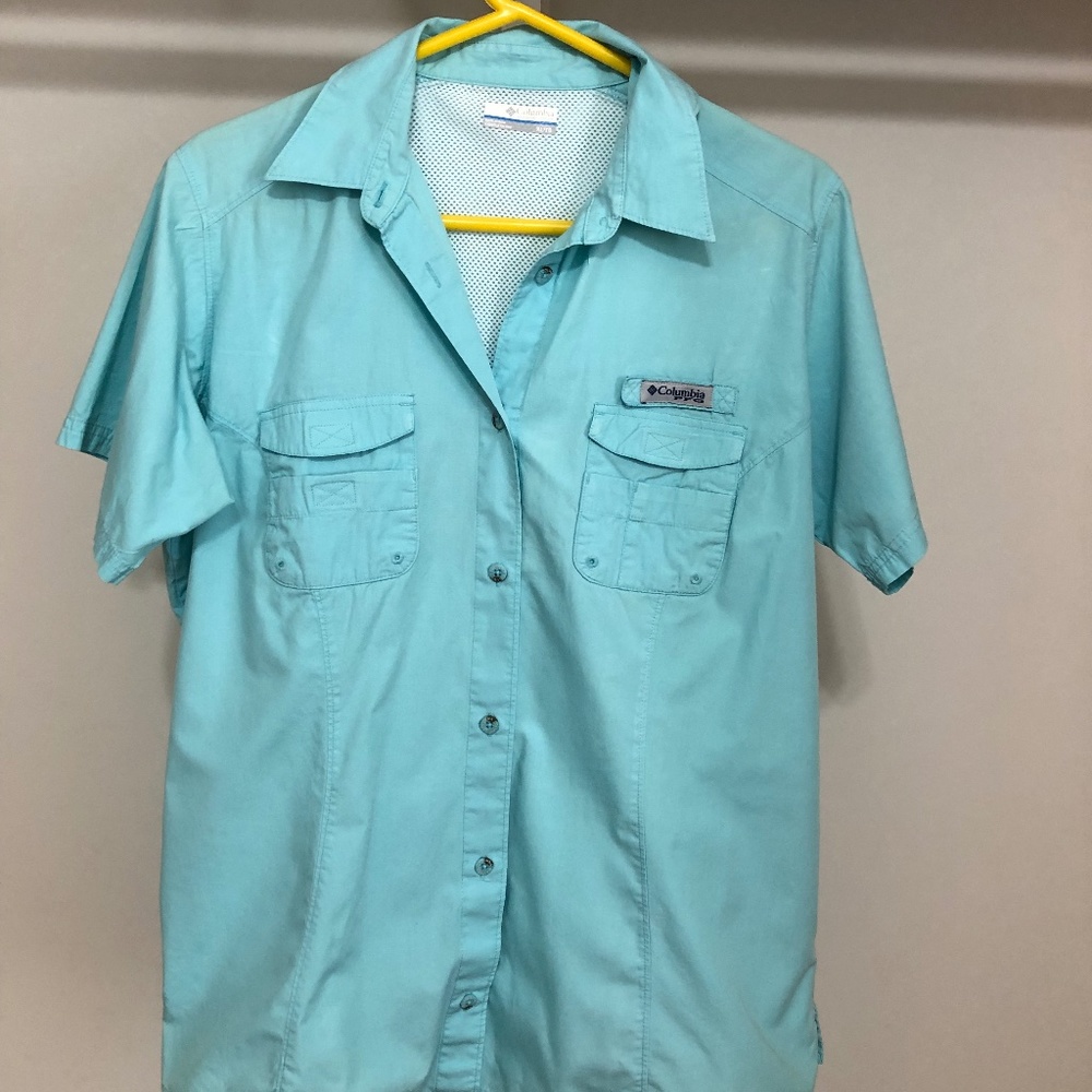Columbia women's short-sleeve shirt (light blue-green)